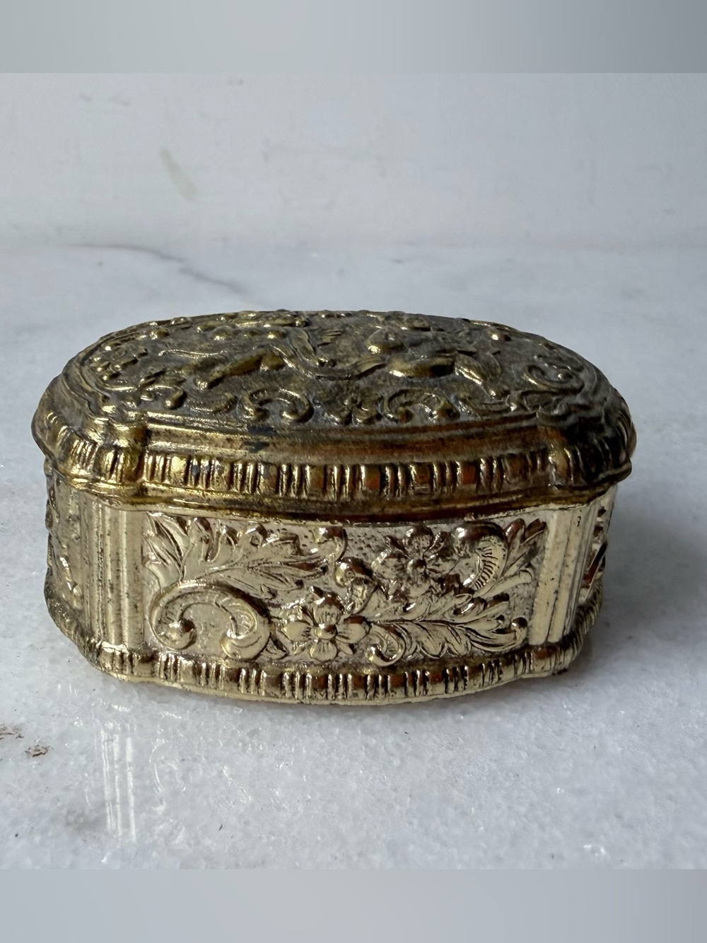 Ornate Gold Decorative Trinket Box cherubs on a lid